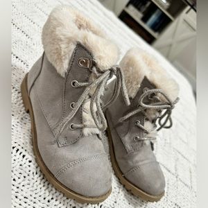 Kids Suede Faux Fur Boots | Gray | Size 11